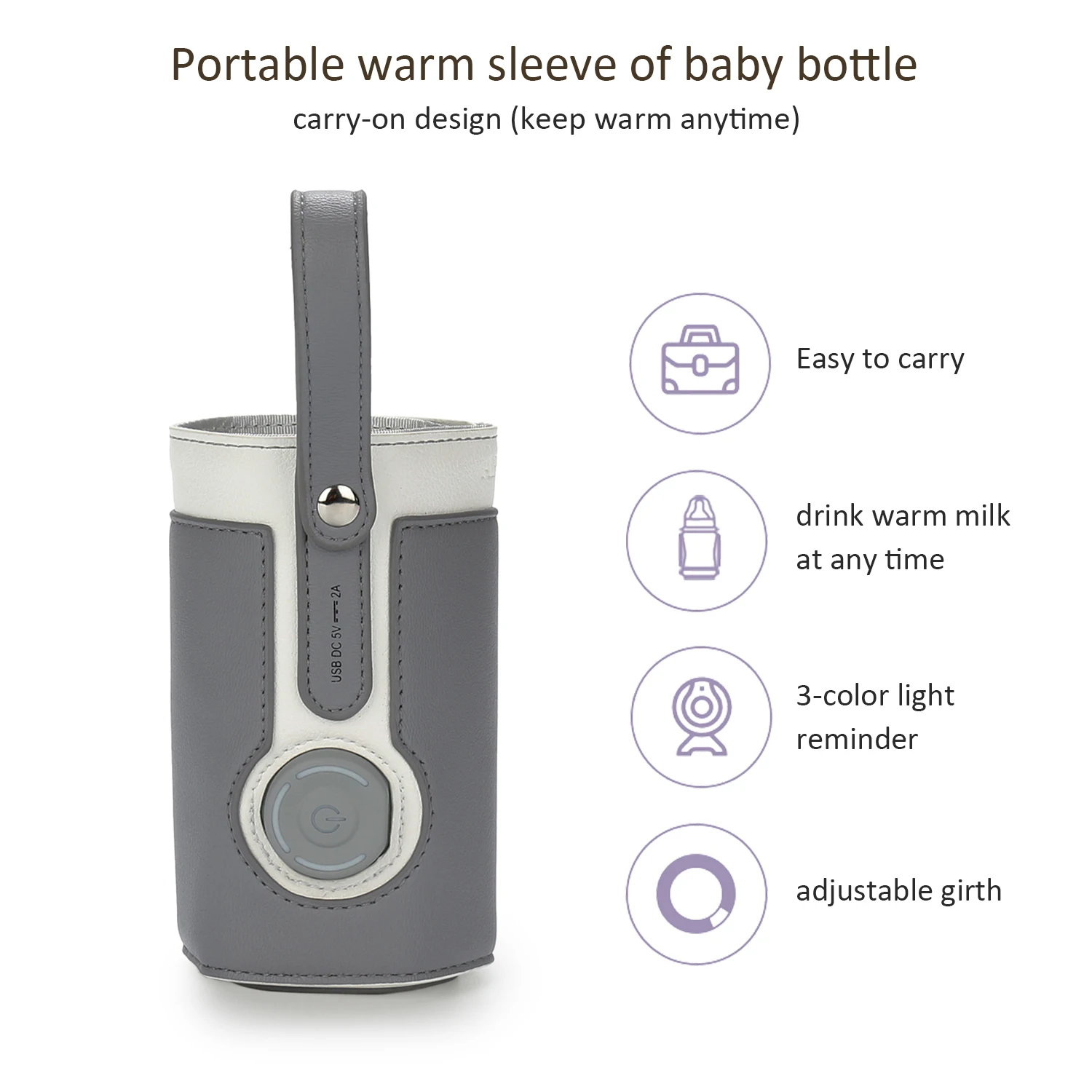 

USB Baby Bottle Warmer Bag Portable Feeding Bottle Warmer Baby Thermostat Bag for Travelling Outdoor