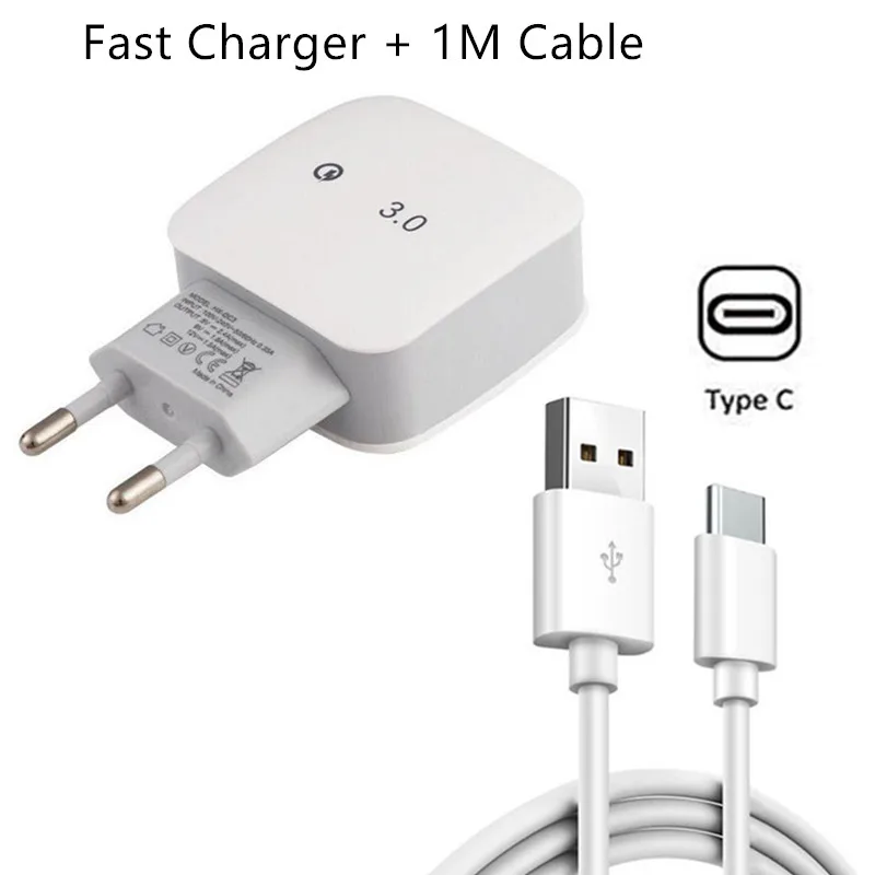 Зарядное устройство QC 3 0 с USB портом и кабелем Type C для Xiaomi Mi 9T A3 CC9 Explorer 8 SE Play Max 2 4 Redmi