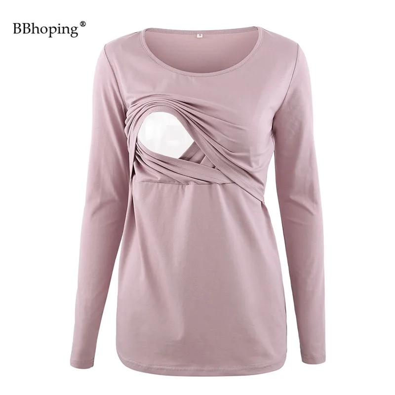 Women's Maternity Nursing Long Sleeve Tops Round Neck Double Layrerd Breastfeeding Pregnancy Blouses Winter Clothes | Мать и ребенок