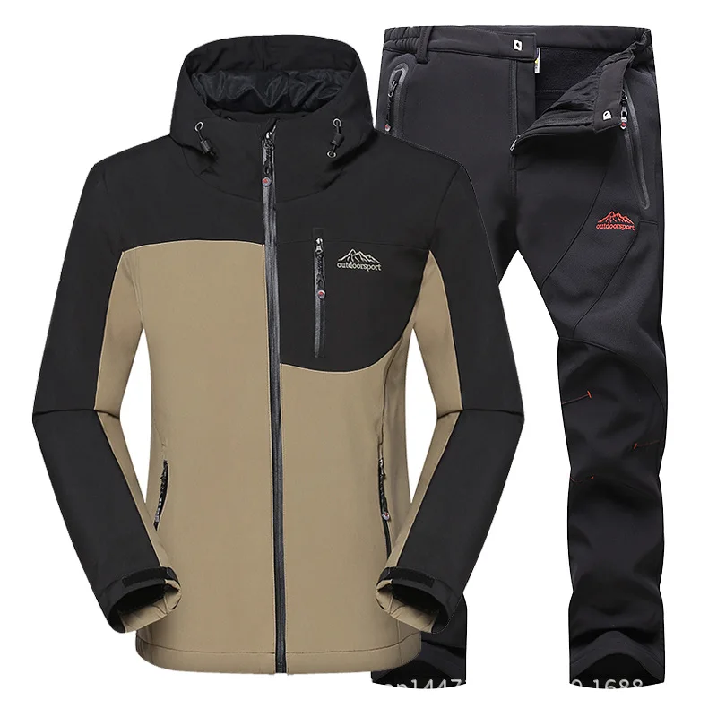 Новый Зимний лыжный костюм для мужчин флисовые теплые ветрозащитные