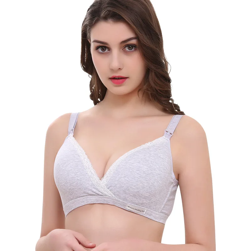 

Nursing Bra Clothes For Pregnant Women Solid Cotton Spandex Breastfeeding Bra Without Bones Wirefree Anti Sagging Underwear 2021