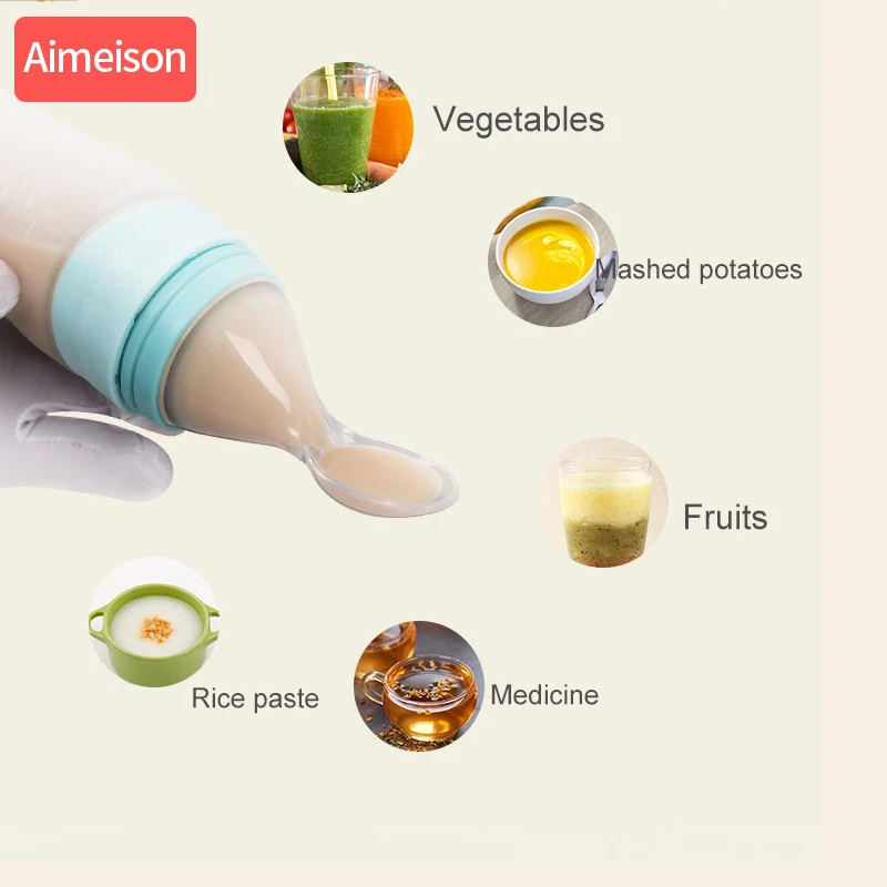Силиконовая ложка для кормления Aimeison силиконовая бутылочка каши и