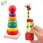 Деревянный жираф, мультяшная игрушка, кукла, танцующая Радужная башня, Красочная радуга, Дженга, развивающая игрушка LXX