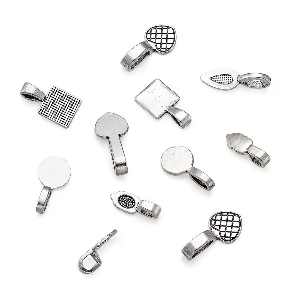 5 комплектов застежки для подвесок квадратные ярлыки из сплава|silver telephone|silver