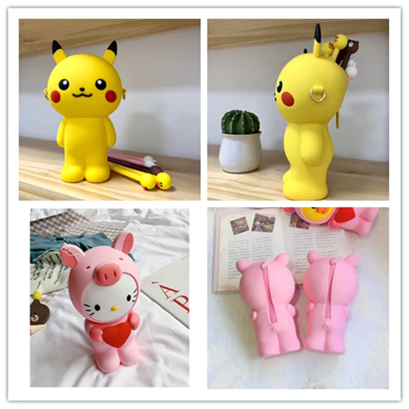 Силиконовые Большие Kawaii пеналы для карандашей многофункциональная косметичка канцелярские ручки сумки для хранения пенал школьные принадлежности для студентов