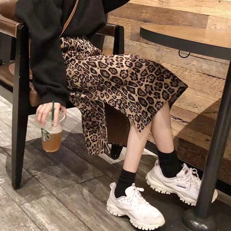 Женская Юбка миди с леопардовым принтом мягкая Облегающая высокой талией и