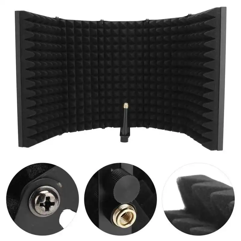 

Microphone Sound Proof Cover Microphone Sound Filter 5 Layers Foldable Isolation Sound Absorbing Plate