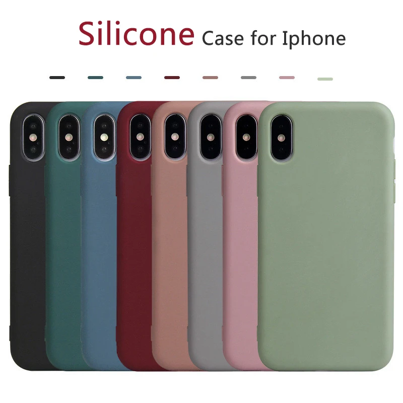 Чехол для телефона iPhone 11 Pro Max X XR XS 6 6s 7 8 Plus модный однотонный Мягкий силиконовый