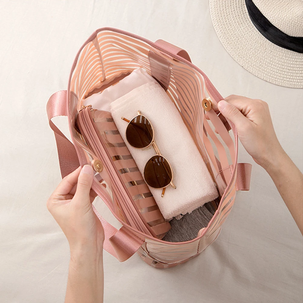 PVC Transparent Swimming Bag Gym Clear Tote Handbags Beach Pool Swim Storage Bags For Women Tavel Waterproof Swimming Bag XA233A