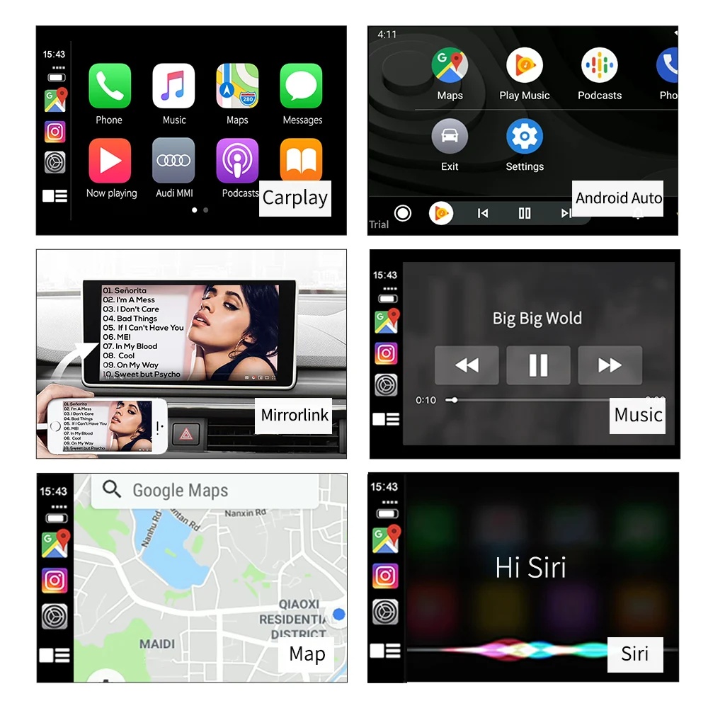 Carlinkit беспроводной CarPlay для Audi A6 A7 A8 C7 Q7 2010- MMI 3g/3g+ интерфейс muItimedia CarPlay& Android авто комплект модернизации