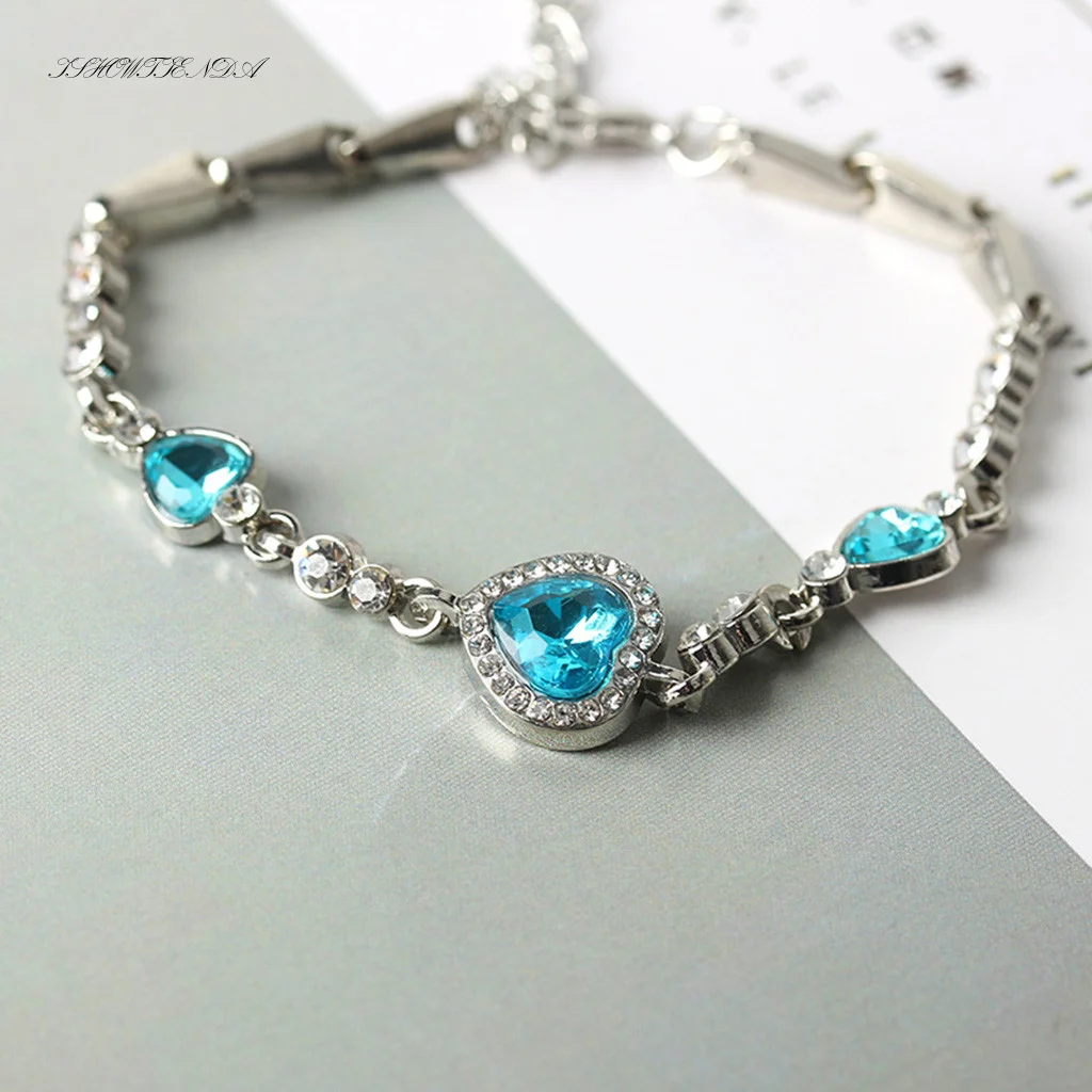 Pulseira de cristal feminino pulseira amor dia dos namorados casamento nupcial jóias simples prata/ouro jóias|Цепочки и браслеты| |