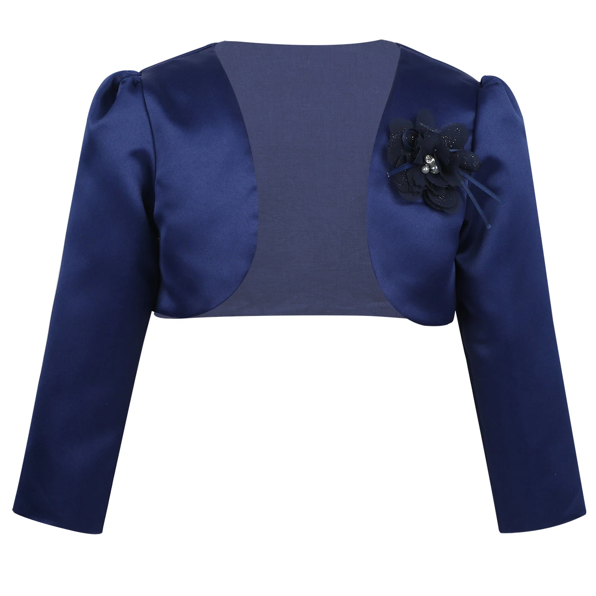 Navy Blue Детская куртка-болеро с длинными рукавами для девочек; короткий свитер кардиган; платье; сезон осень-лето; платье подружки невесты для свадьбы - Цвет: Navy Blue