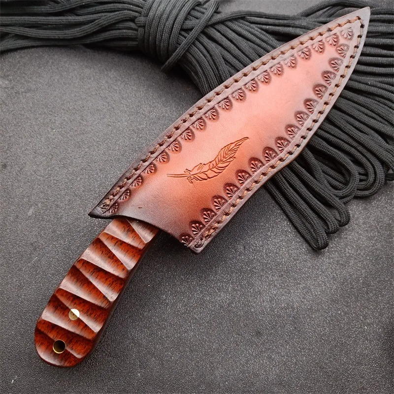 

Damascus Vg10 Blade Steel Knife Particle Sandalwood High Hardness Outdoor Straight Knife Tool Portable Survival Military Knife