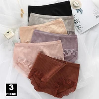 3pcsset women cotton underwear seamless panties sexy panty female breathable mid rise underpants girls lingerie briefs
