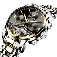 automatic mechanical men watches stainless steel waterproof date week black fashio classic wrist watches reloj hombre