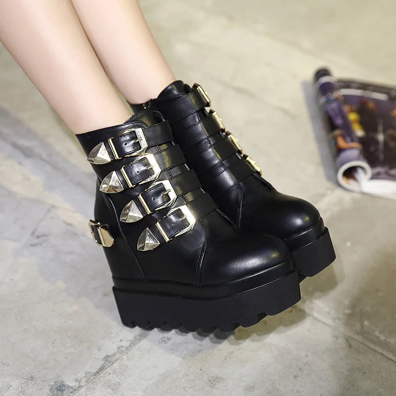 2019 женские ботинки с заклепками и на массивном каблуке 11 5 см короткие платформе