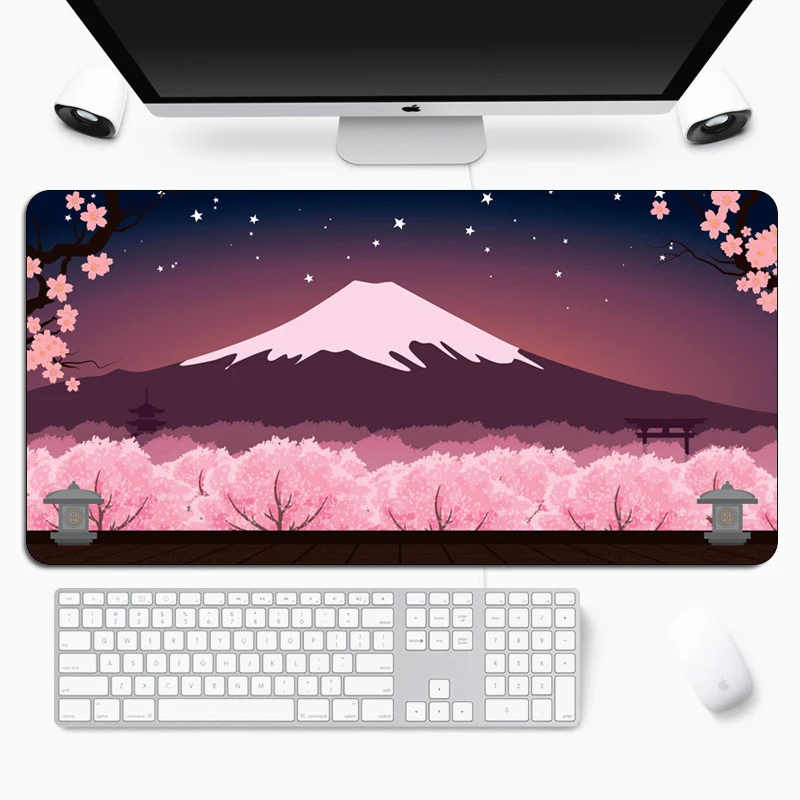 

Art Building Anime Mouse Pad Gamer Large Laptop Rubber Pink Cherry Gaming Mousepad Locking Edge Durable Keyboard Computer Mat