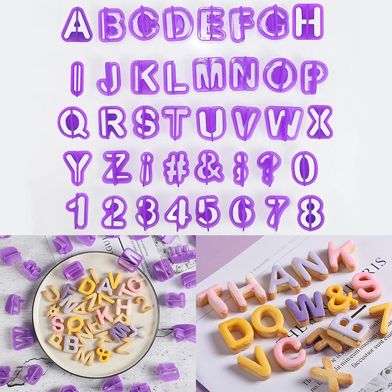 

40pcs Letter Number Characters Cookies Mold Plastic Fondant Biscuit Cutter Alphabet Cake Mould Baking Tool Decorating Supplies