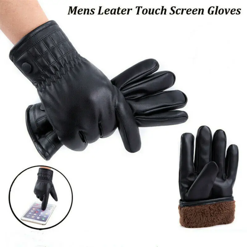 Мужские зимние классические одноцветные Мотоциклетные Перчатки из