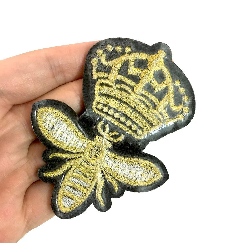 Золотая Корона пчела ручной работы патчи для вышивки утюгом одежды сделай сам