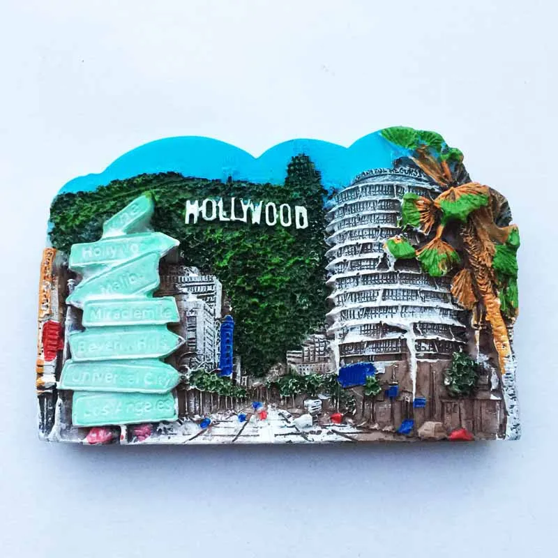 Магнитный стикер-сувенир QIQIPP Лос-Анджелес, Калифорния, США для холодильника, коллекция Голливуд, компаньон-подарок.