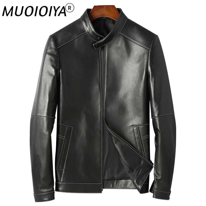 

2022 Spring 100% Genuine Sheepskin Leather Jackets Male Biker Jacket for Men New Black Thin Coats Chaquetas Hombre Gmm18