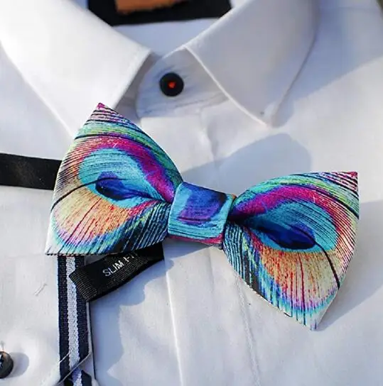 Новинка мужской галстук бабочка перо павлина стильный бабочка|Мужские галстуки