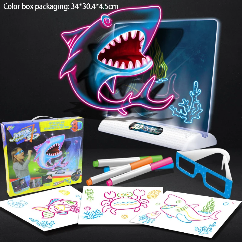 

3D Magic Drawing Board LED Toys For Children 1 2 3 4 Years Montessori Educational Toy Painting Led Writing Tablet Toys For Girls