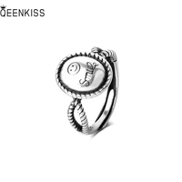 qeenkiss rg6314fine jewelry%c2%a0wholesale%c2%a0fashion%c2%a0%c2%a0woman%c2%a0girl%c2%a0birthday%c2%a0wedding gift retro round smiley 925 sterling silver open ring