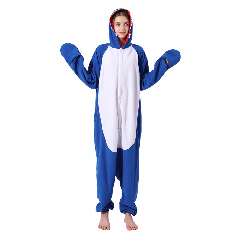 2019 комбинезон унисекс для взрослых женщин и мужчин с изображением акулы флисовая