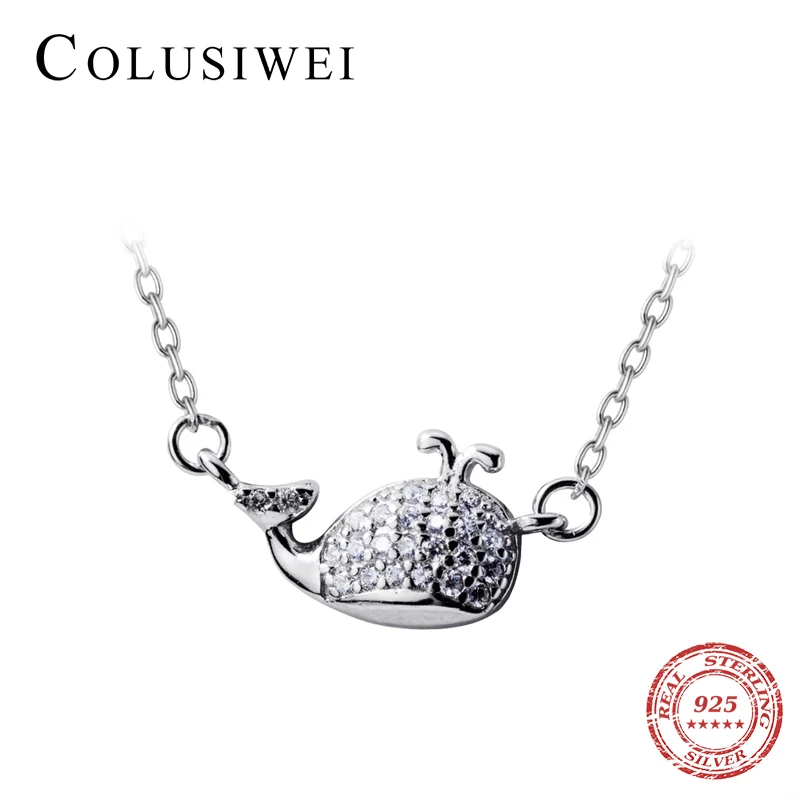 Colusiwei животное кулон с изображением Кита ожерелье для женщин стерлингового