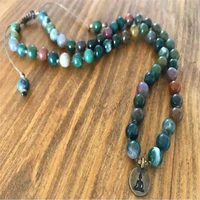 8mm india agate gemstone 108 beads mala bracelet wrist diy yoga healing pray lucky