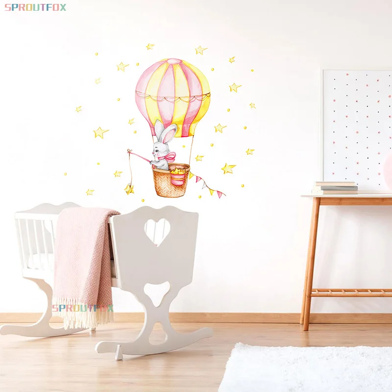 Милые наклейки на стену с горячим воздушным шаром для детской комнаты спальни