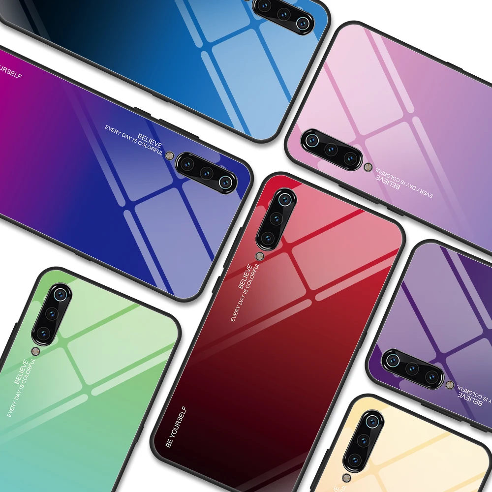 Чехол из закаленного стекла с градиентом для Xiaomi Mi 9T Pro Mi9 SE 8 A2 Lite A3 чехол Redmi 7 7A 6A K20