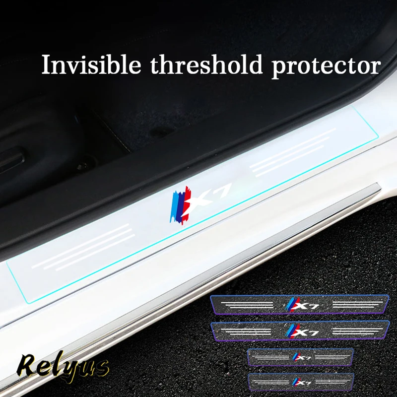 

4Pcs Car Threshold Cover Door Sill Protector Stickers Transparent Paint Protection Film For Bmw X7 G07 Auto Accessories