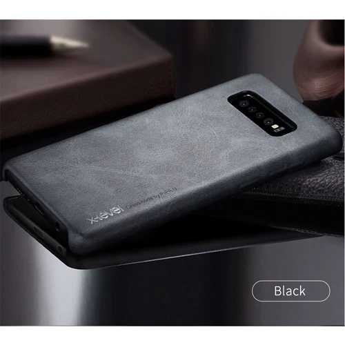 Кожаный чехол для samsung Galaxy S10 S10 Plus S9 S9+ X-Level Ретро Мягкий защитный чехол для Galaxy S10E чехол бизнес - Цвет: Black