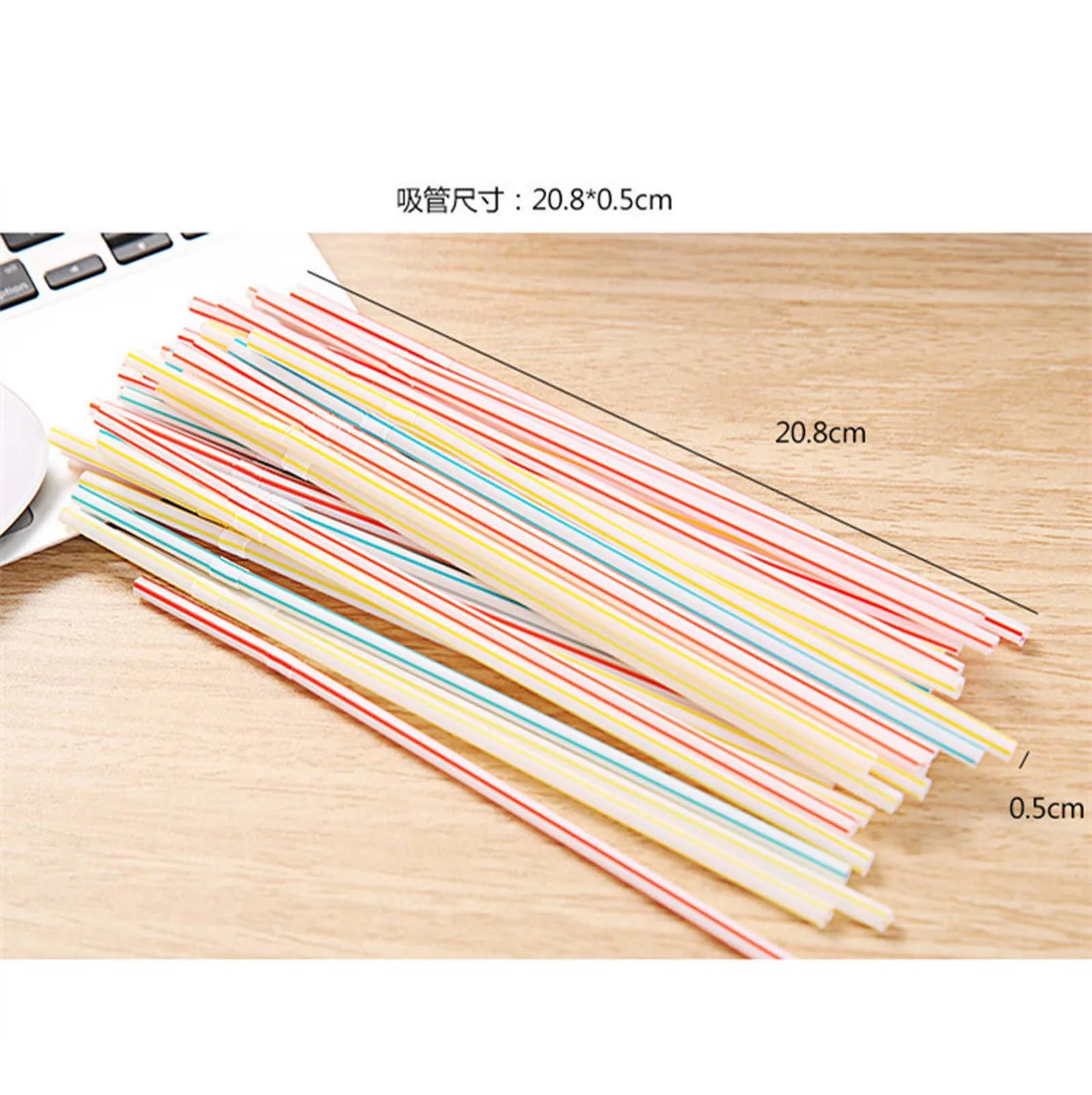 

300pcs Plastic Disposable Straws For Parties Bar Beverage Shops Home Multi-colored Striped Drinking Straws #40