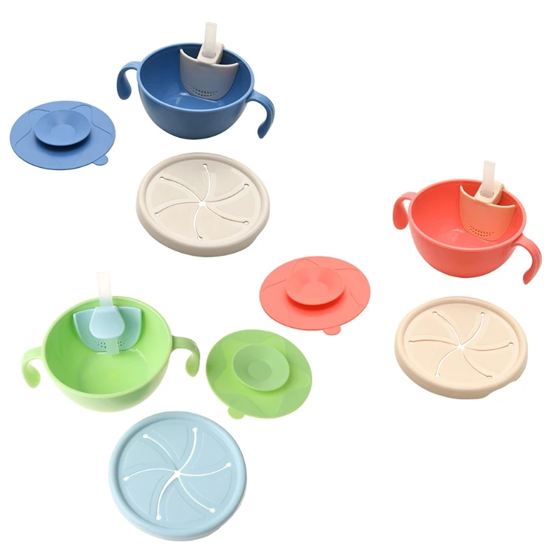 

Silicone Feeding Food Dish Baby Sucker Bowl Plate with Straw Drinking Tableware