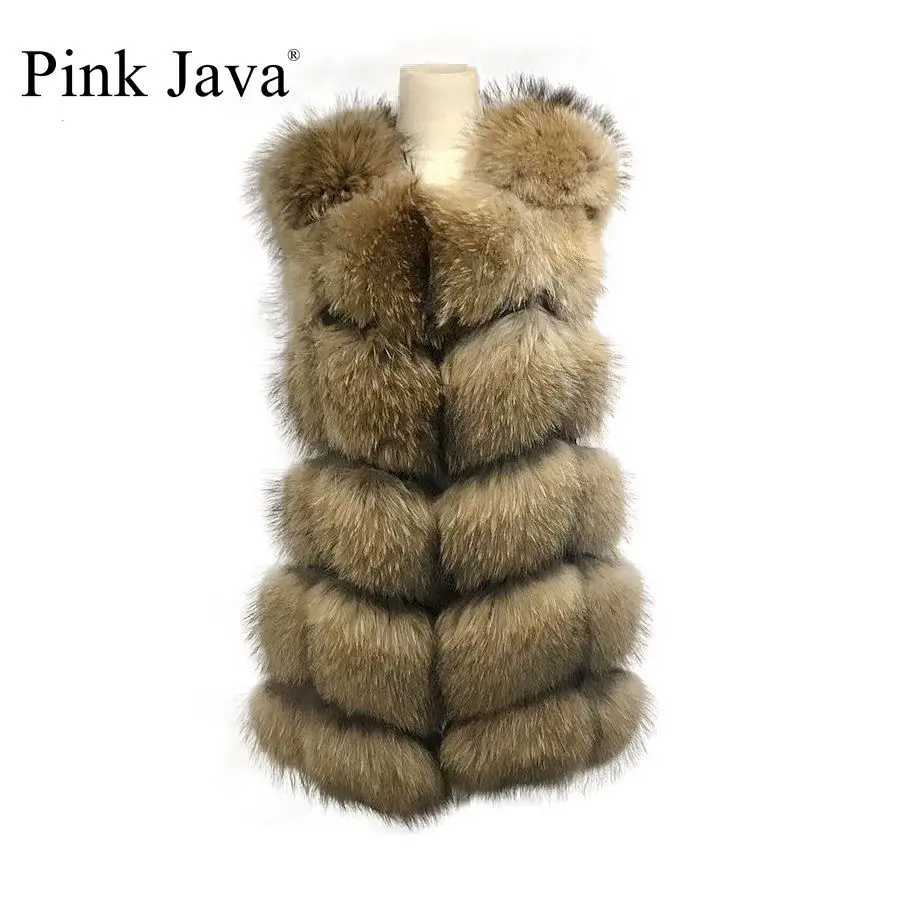 Ppink java QC19117 женская меховая жилетка из натурального меха енота зимняя куртка