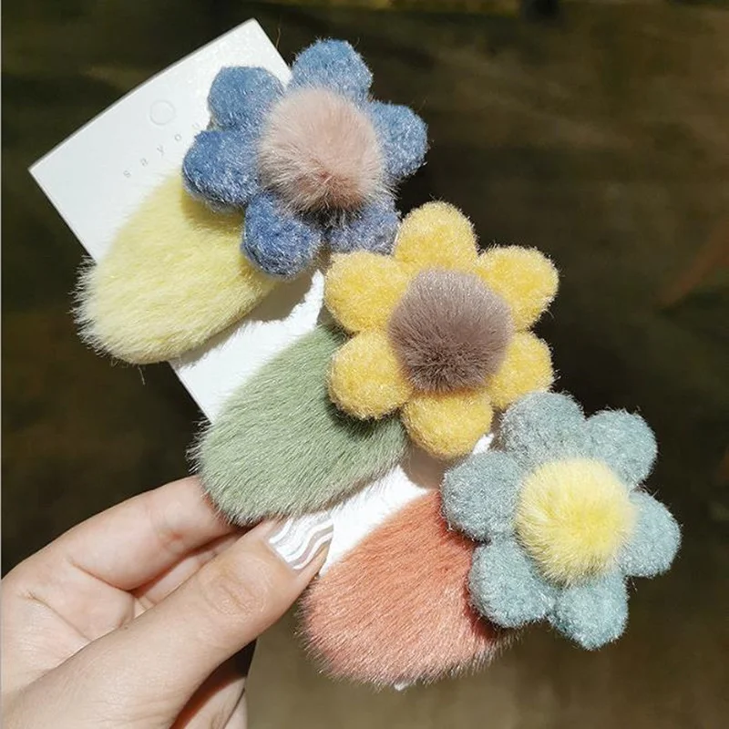 

Korea Winter Plush Solid Color Faux Fur Hairpin Hair Clips Girls Hair Barrettes Bobby Pins Hair Invisible Hair Women's Hair Clip