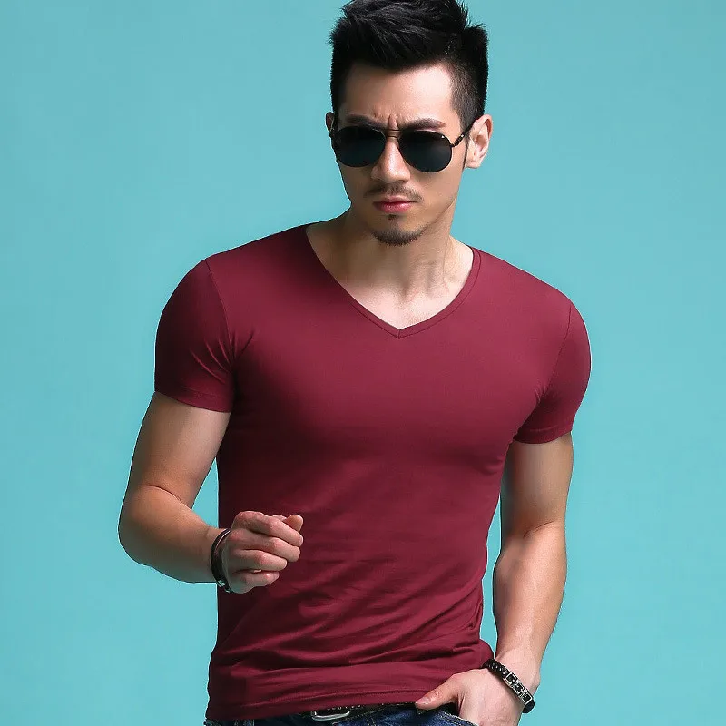 

C1143-2020Summer new men's T-shirts solid color slim trend casual short-sleeved fashion