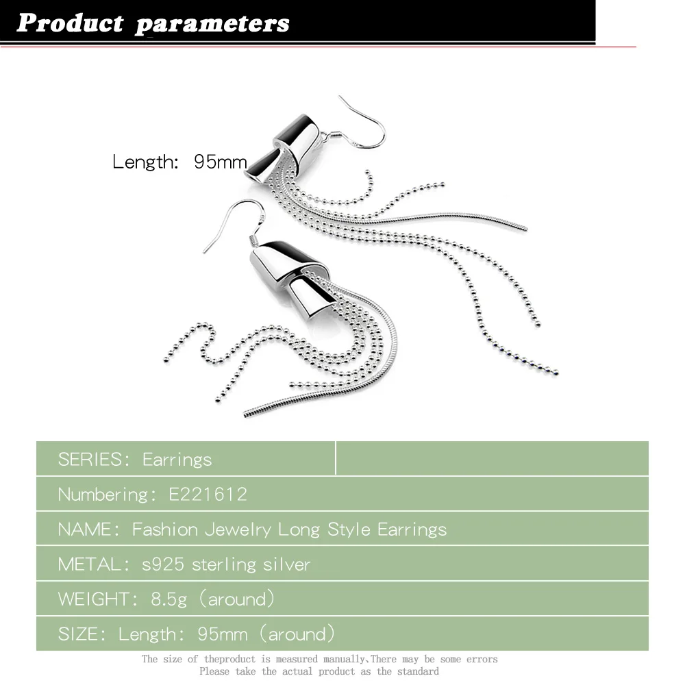 925 sterling silver long tassel earrings for women sweet romantic popular jewelry ladies | Украшения и аксессуары