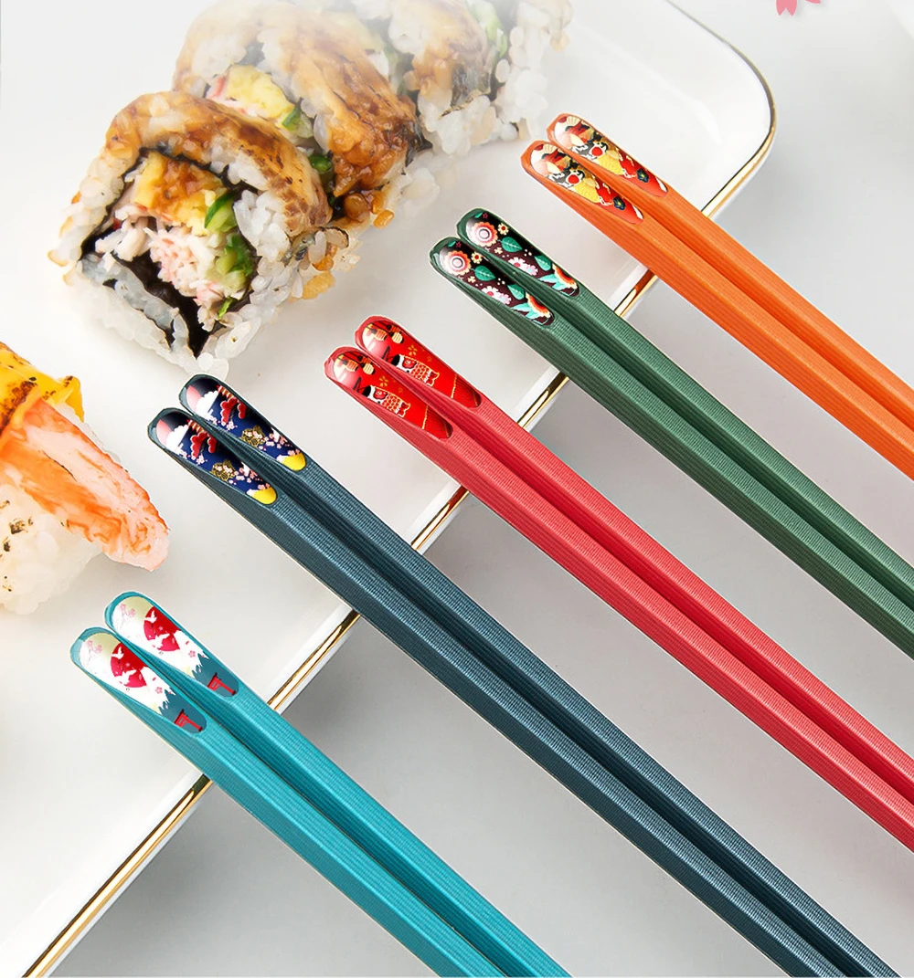 

Chopsticks Reusable 5-Pairs Chop Sticks Anti-Slip Textured Tip Reusable Safe Set
