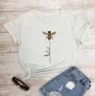 Женские модные футболки с принтом Let It  Bee, Повседневная графическая футболка с круглым вырезом, милые футболки с коротким рукавом, летний топ с Пчелой, милые топы