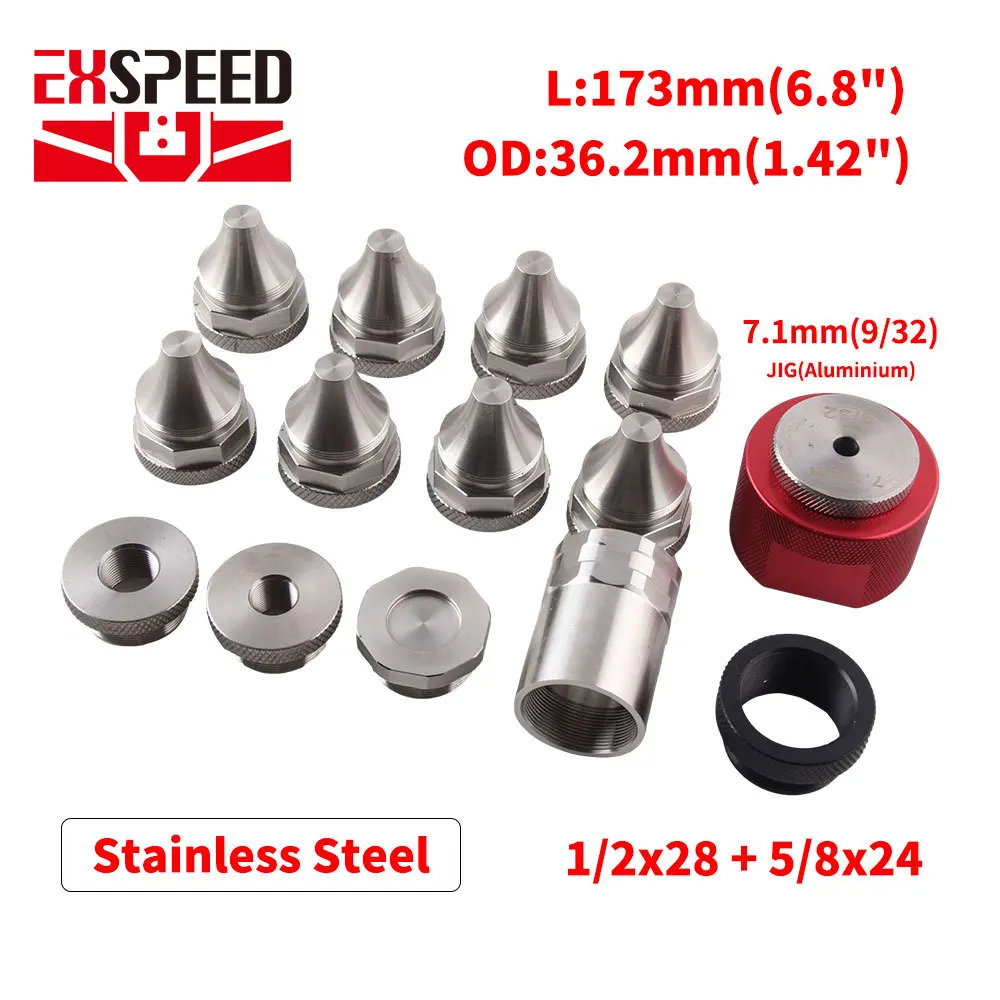 

6.8 inch L 1.4 inch OD stainless steel Modular 1-3/16x24 baffles cups 5/8x24 and 1/2x28 end cap