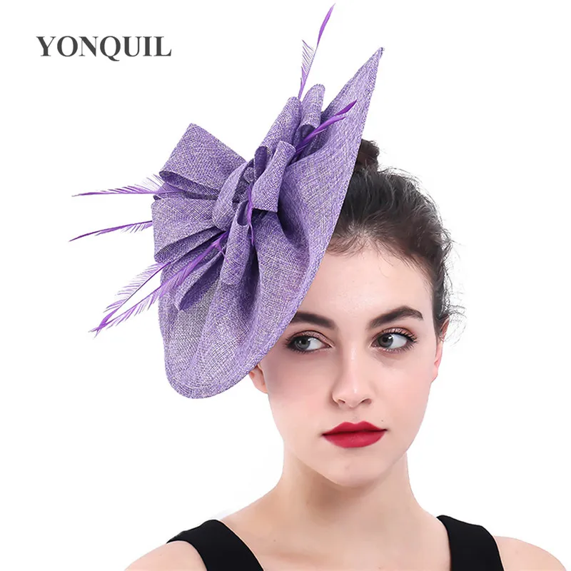 

Women Kenducky Church Fashion Headwear Fascinator Wedding Hats Hairpins Elegant Ladies Feather Hair Accessories With Headbands