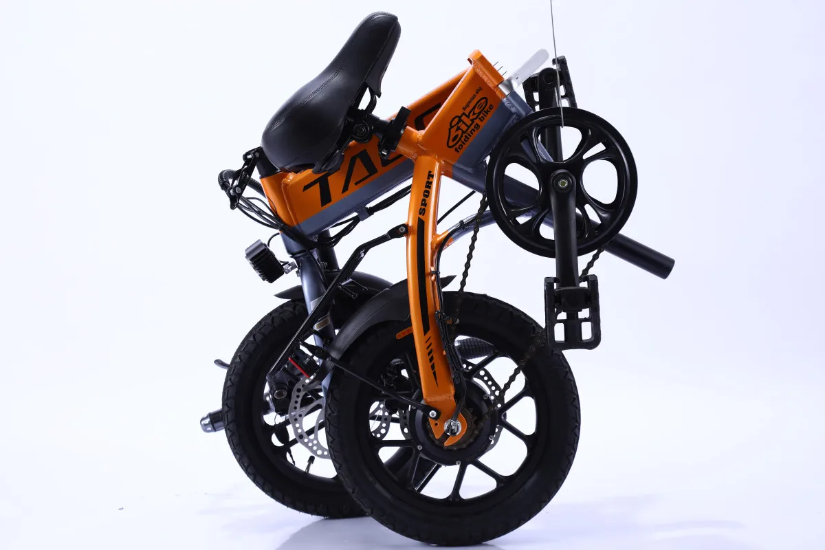 Складной электрический велосипед 14 дюймов 8 Ач аккумулятор двойной дисковый