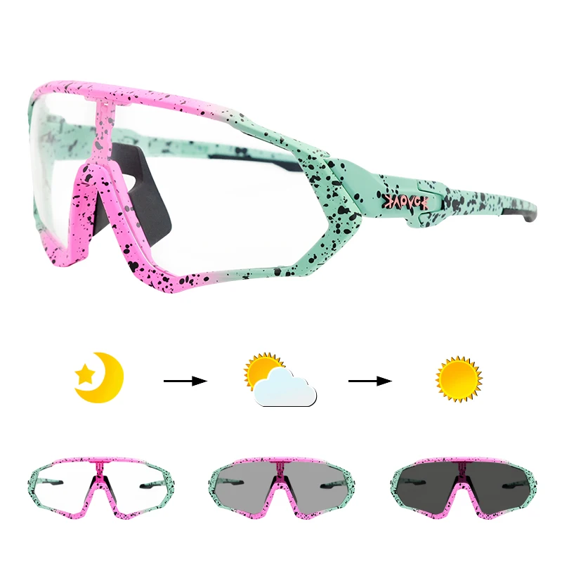 Cycling Sunglasses Photochromic Outdoor Sports Bicycle Eyewear MTB Road Bike Cycling Glasses UV400 Discoloration Bicycle Glasses