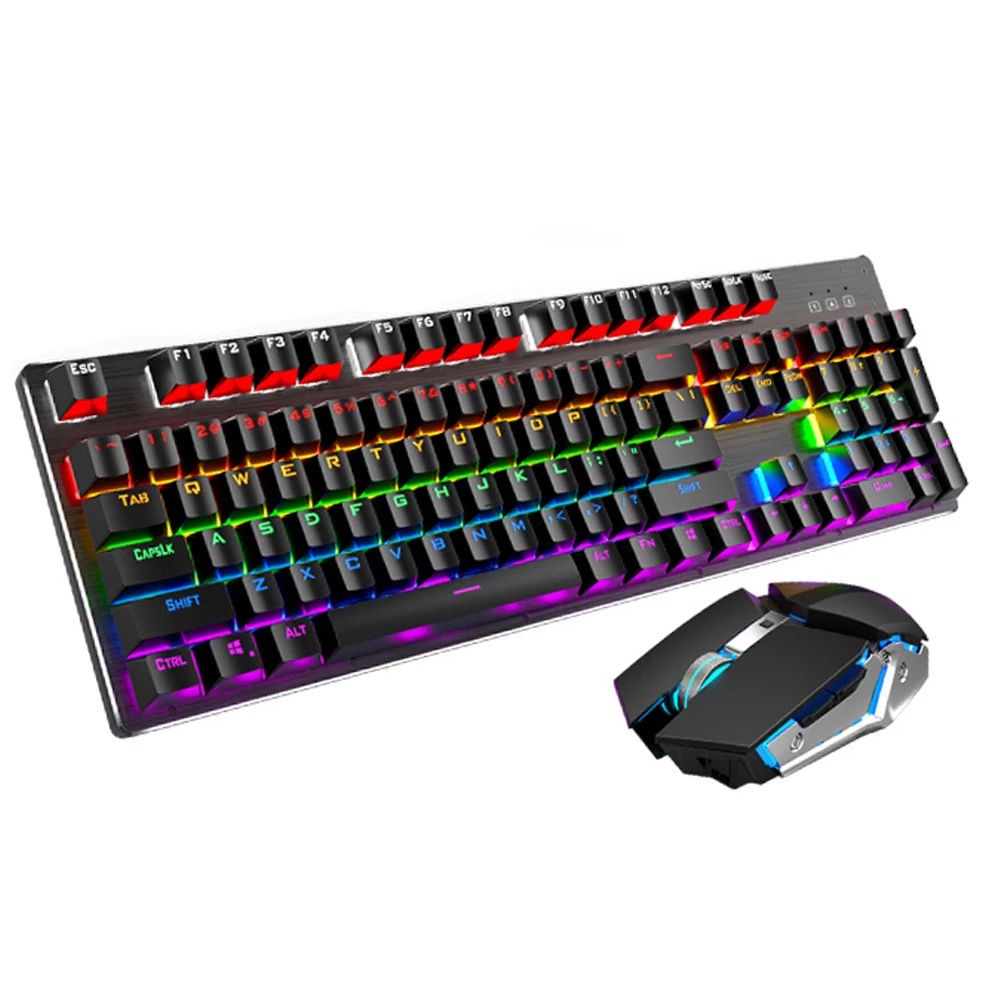 Игровая клавиатура и мышь 2 4 ГГц RGB 104 клавиши 2400 точек/дюйм|Комплекты плюс