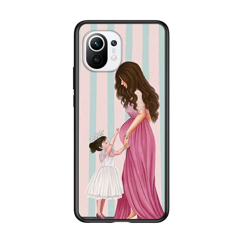 

Hot Mom baby for Xiaomi Mi 11 10T Note 10 Ultra 5G 9 9T SE 8 A3 A2 A1 6X Pro Play F1 Lite 5G Black Phone Case